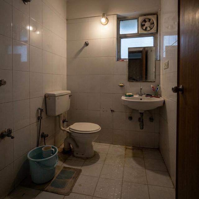 Slippery bathroom before modifications
